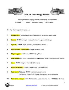 ACVPM Toxicology Review