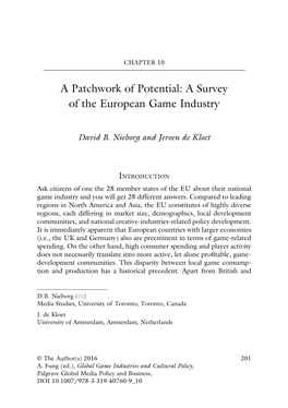 A Patchwork of Potential: a Survey of the European Game Industry