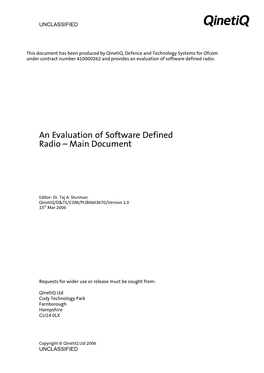 An Evaluation of Software Defined Radio – Main Document