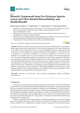 Phenolic Compounds from Five Ericaceae Species Leaves and Their Related Bioavailability and Health Beneﬁts