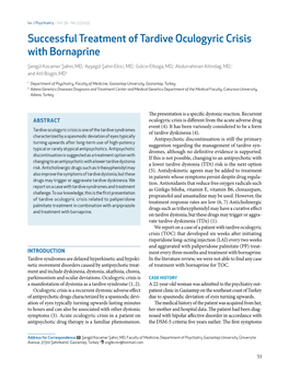 Successful Treatment of Tardive Oculogyric Crisis with Bornaprine