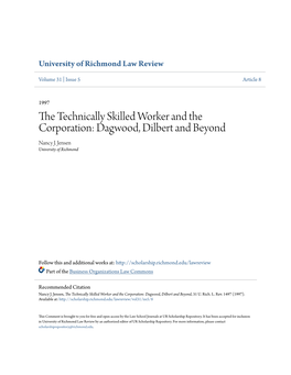 The Technically Skilled Worker and the Corporation: Dagwood, Dilbert and Beyond, 31 U