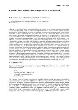 Chemistry and Corrosion Issues in Supercritical Water Reactors