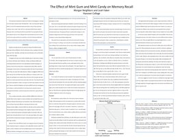 The Effect of Mint Gum and Mint Candy on Memory Recall Morgan Neighbors and Leah Faber Hanover College