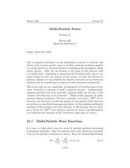 Multi-Particle States 31.1 Multi-Particle Wave Functions