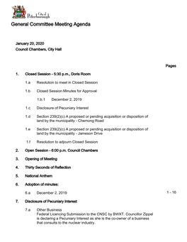 General Committee Meeting Agenda