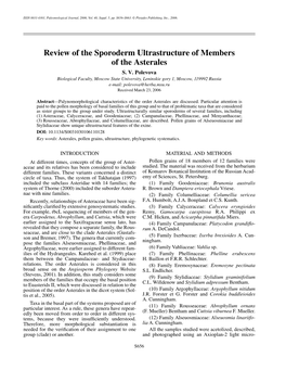 Review of the Sporoderm Ultrastructure of Members of the Asterales S