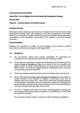 Arun to Pagham Flood and Erosion Risk Management Strategy