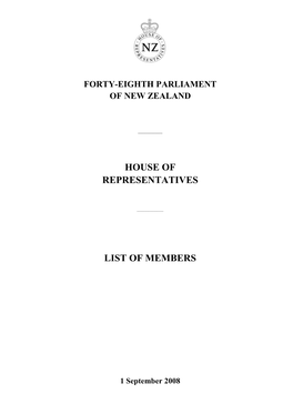 House of Representatives List of Members