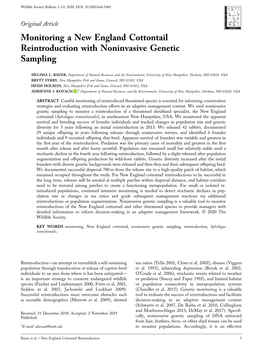 Monitoring a New England Cottontail Reintroduction with Noninvasive Genetic Sampling