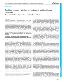 Enabling Research with Human Embryonic and Fetal Tissue Resources Dianne Gerrelli1,*, Steven Lisgo2, Andrew J