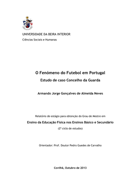 O Fenómeno Do Futebol Em Portugal Estudo De Caso Concelho Da Guarda