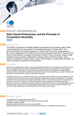 State Owned Enterprises and the Principle of Competitive Neutrality 2009