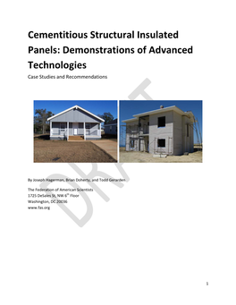 Cementitious Structural Insulated Panels: Demonstrations of Advanced Technologies Case Studies and Recommendations