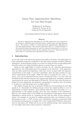 Linear-Time Approximation Algorithms for Unit Disk Graphs
