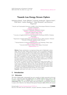 Towards Low Energy Stream Ciphers