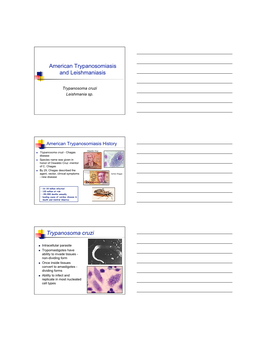 American Trypanosomiasis and Leishmaniasis Trypanosoma Cruzi