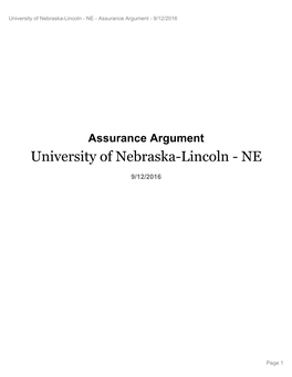 Nebraska-Lincoln - NE - Assurance Argument - 9/12/2016