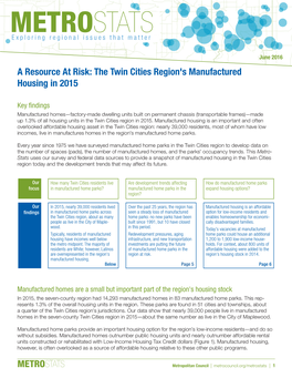 A Resource at Risk: the Twin Cities Manufactured Housing in 2015