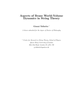 Aspects of Brane World-Volume Dynamics in String Theory