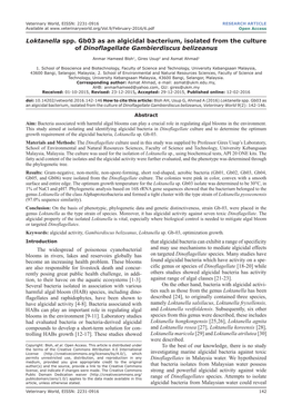 Loktanella Spp. Gb03 As an Algicidal Bacterium, Isolated from the Culture of Dinoflagellate Gambierdiscus Belizeanus