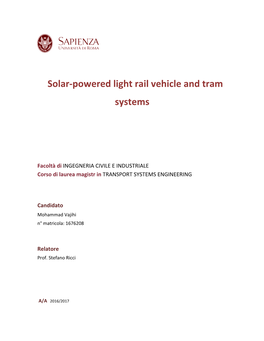 Solar-Powered Light Rail Vehicle and Tram Systems