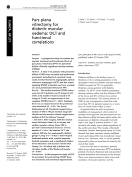 Pars Plana Vitrectomy for Diabetic Macular Oedema