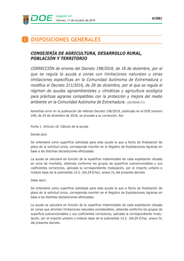 Corrección De Errores Del Decreto 198/2018, De 18 De Diciembre