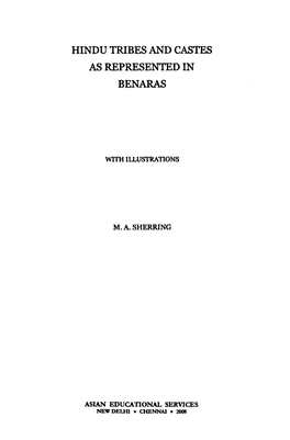 Hindu Tribes and Castes As Represented in Benaras