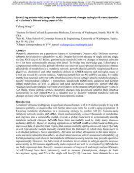Identifying Neuron Subtype-Specific Metabolic Network Changes in Single Cell Transcriptomics of Alzheimer’S Disease Using Perturb-Met