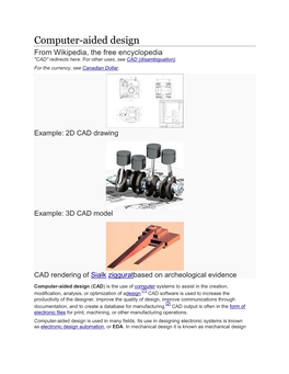 Computer-Aided Design from Wikipedia, the Free Encyclopedia "CAD" Redirects Here