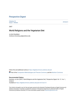 World Religions and the Vegetarian Diet