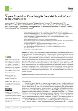 Organic Material on Ceres: Insights from Visible and Infrared Space Observations