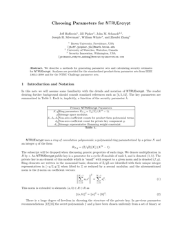 Choosing Parameters for Ntruencrypt