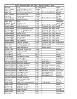 ABC Order TUMC Library 5-8-20