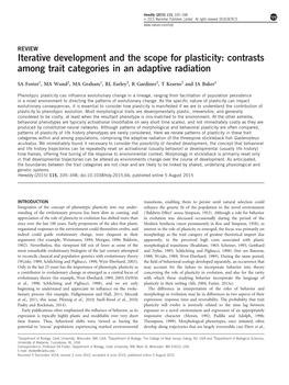 Contrasts Among Trait Categories in an Adaptive Radiation