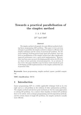 Towards a Practical Parallelisation of the Simplex Method