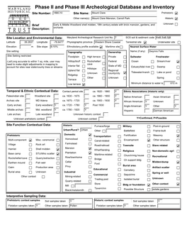 Phase II and Phase III Archeological
