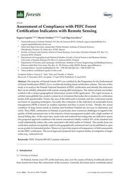 Assessment of Compliance with PEFC Forest Certification Indicators With