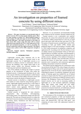 An Investigation on Properties of Foamed Concrete by Using Different