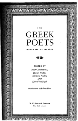 Greek Poets Homer to the Present