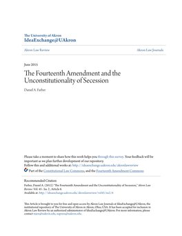 The Fourteenth Amendment and the Unconstitutionality of Secession