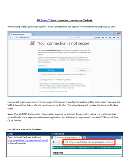 SSL ( Your Connection Is Not Secure (Firefox): When Using Firefox You May Receive a “Your Connection