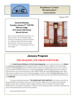 Northwest Corner Woodworkers Association January Program THE