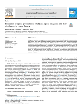 Interaction of Opioid Growth Factor (OGF) and Opioid Antagonist And