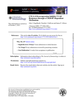 Mechanism Responses Through a CD28-B7-Dependent CTLA-4