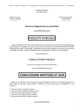 Enquete Publique Conclusions Motivees Et Avis