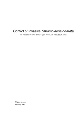 Control of Invasive Chromolaena Odorata an Evaluation in Some Land Use Types in Kwazulu Natal, South Africa