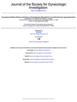 Aromatase Inhibition Reduces the Dose of Gonadotropin Required for Controlled Ovarian Hyperstimulation Mohamed F