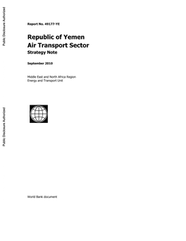 Republic of Yemen Air Transport Sector Review Note